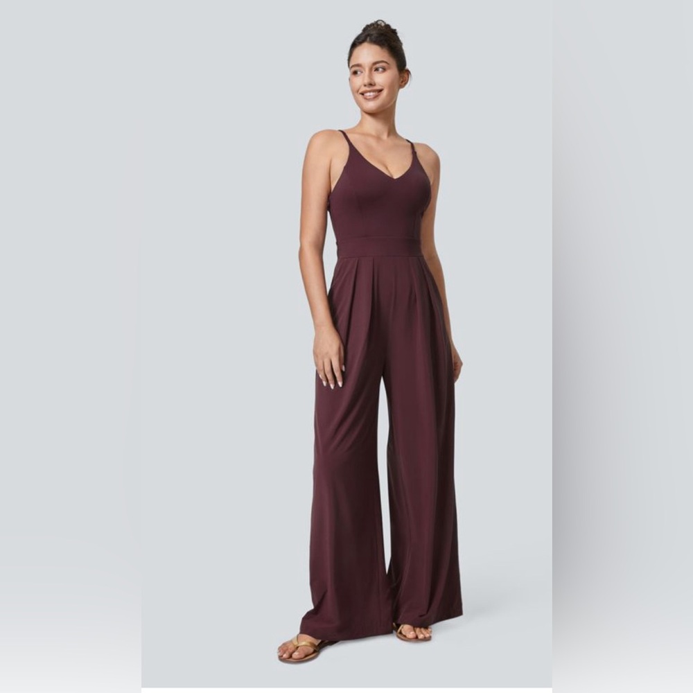 HALARA Breezeful Backless Side Invisible Zipper Pocket Wide Leg Jumpsuit